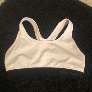Nike pro white sports bra